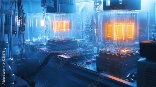 Wallpaper Mural Futuristic Server Room: High-Tech Data Center with Glowing Processors Torontodigital.ca