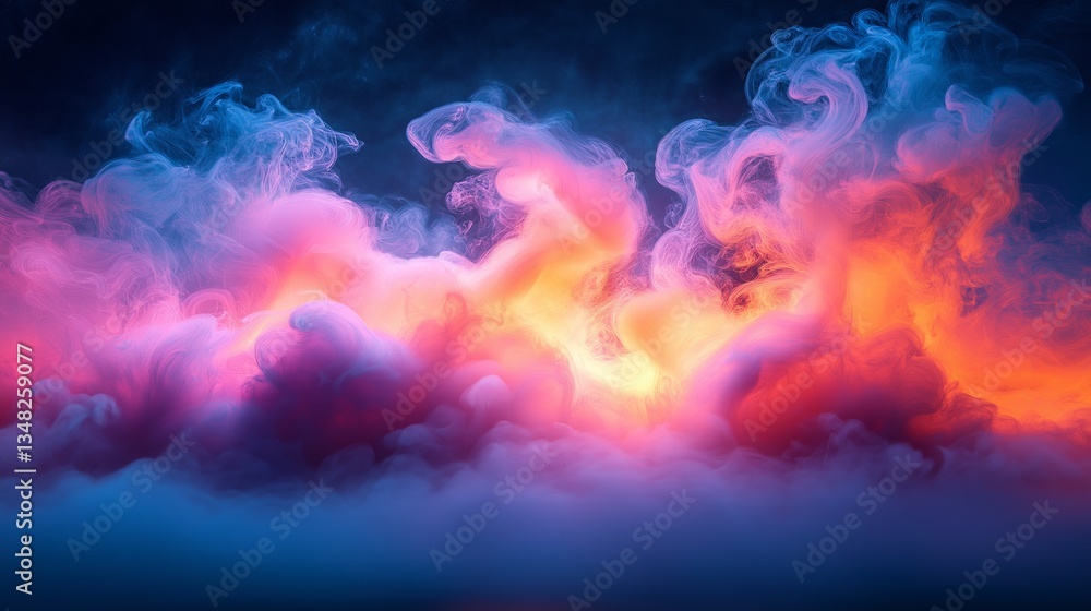 A dramatic burst of colored ink diffusing through water, creating a fiery blend of deep blues, reds and warm oranges A dramatic burst of colored ink diffusing through water, creating a fiery blend of deep blues, reds and warm oranges