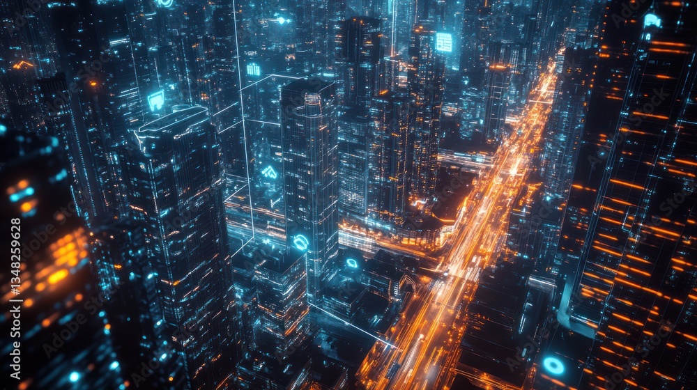 Futuristic city network aerial view (1) Futuristic city network aerial view (1)