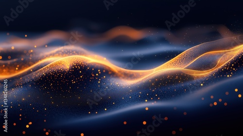 Wavy golden and blue light patterns
