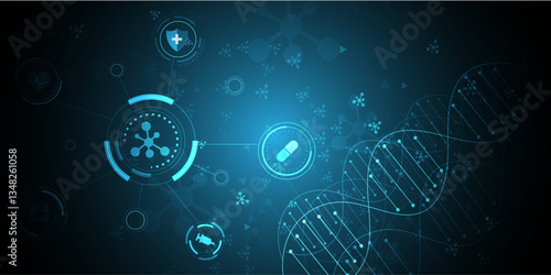Medical technology, science concept and health care background