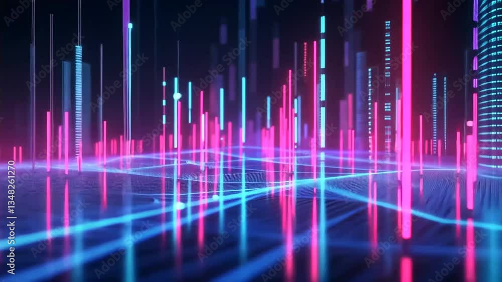 Abstract Digital Cityscape: Neon Lights and Data Streams Abstract Digital Cityscape: Neon Lights and Data Streams