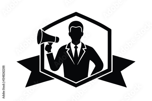 Businessman Announcing Promotion, Marketing, Advertisement, Public Speaking, Leadership