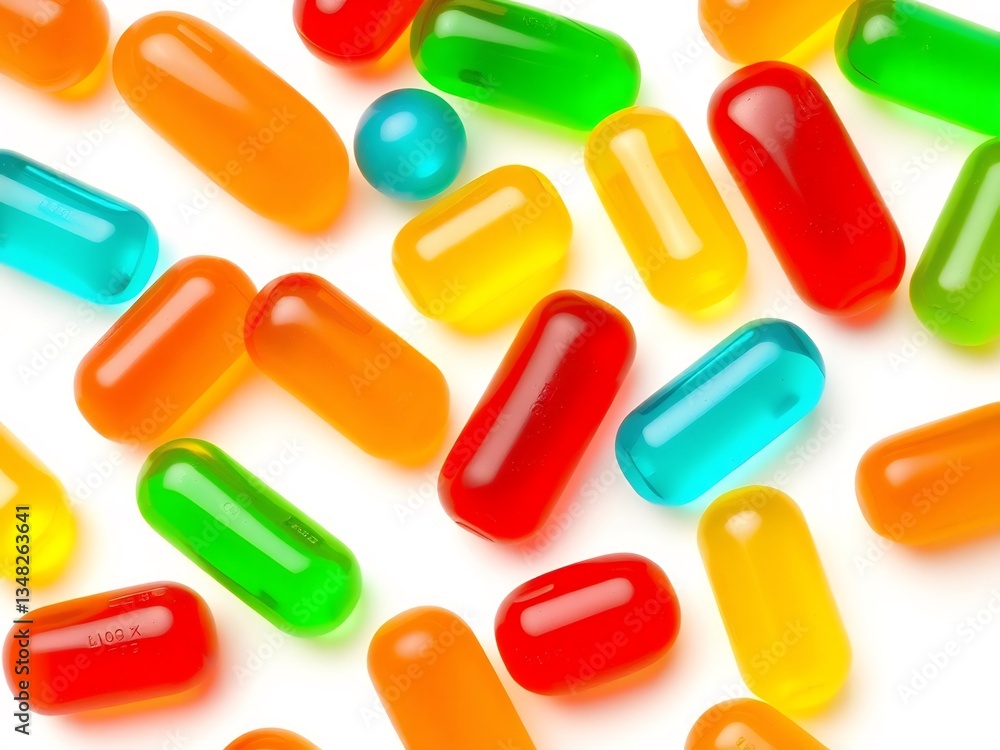 Vibrant Jelly Beans Scattered Brightly Delicious Candy. AI Generated Vibrant Jelly Beans Scattered Brightly Delicious Candy. AI Generated