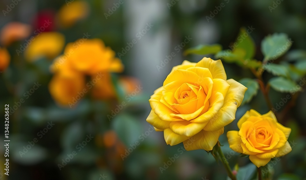 Golden Roses Bloom Softly in Warm Light. AI Generated Golden Roses Bloom Softly in Warm Light. AI Generated
