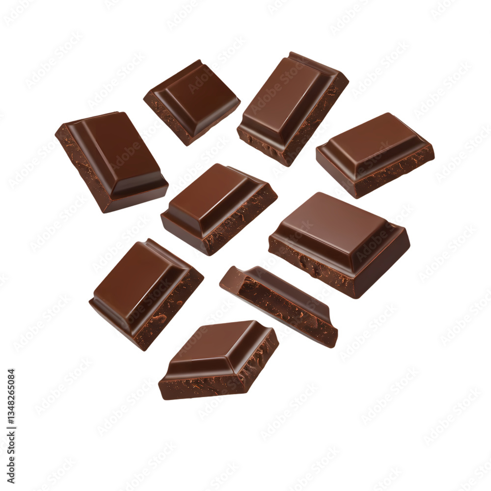 Dark Chocolate Pieces, Food Image on Transparent background Dark Chocolate Pieces, Food Image on Transparent background