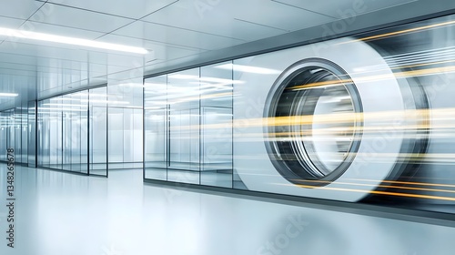 Wallpaper Mural A futuristic and minimalist image of a large circular vault door opening in slow motion creating a blurred effect that suggests rapid movement and gives a sense of security and restricted access Torontodigital.ca