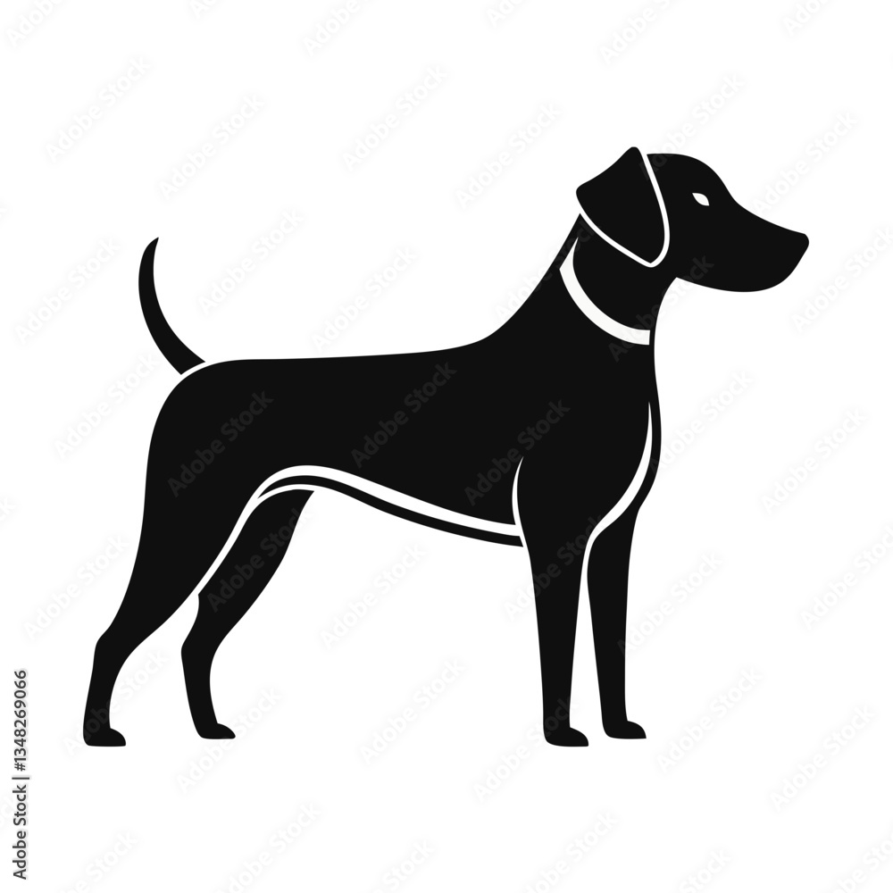 Black dog silhouette on white background Black dog silhouette on white background