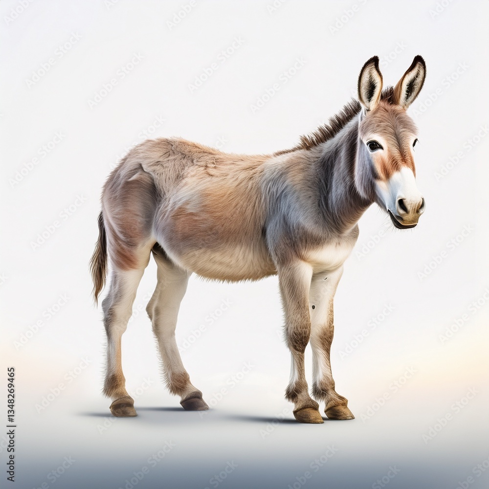 Fototapeta premium Cute Donkey Standing in a Bright Environment