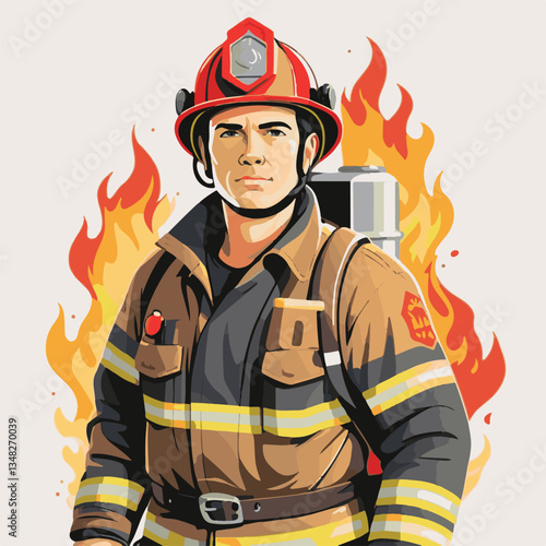 fireman, firefighter, safety, emergency, danger, man, rescue, fire, fighter, uniform, helmet, protection, background, service, red, equipment, hose, occupation, job, burn, person, work, male, hero, pr
