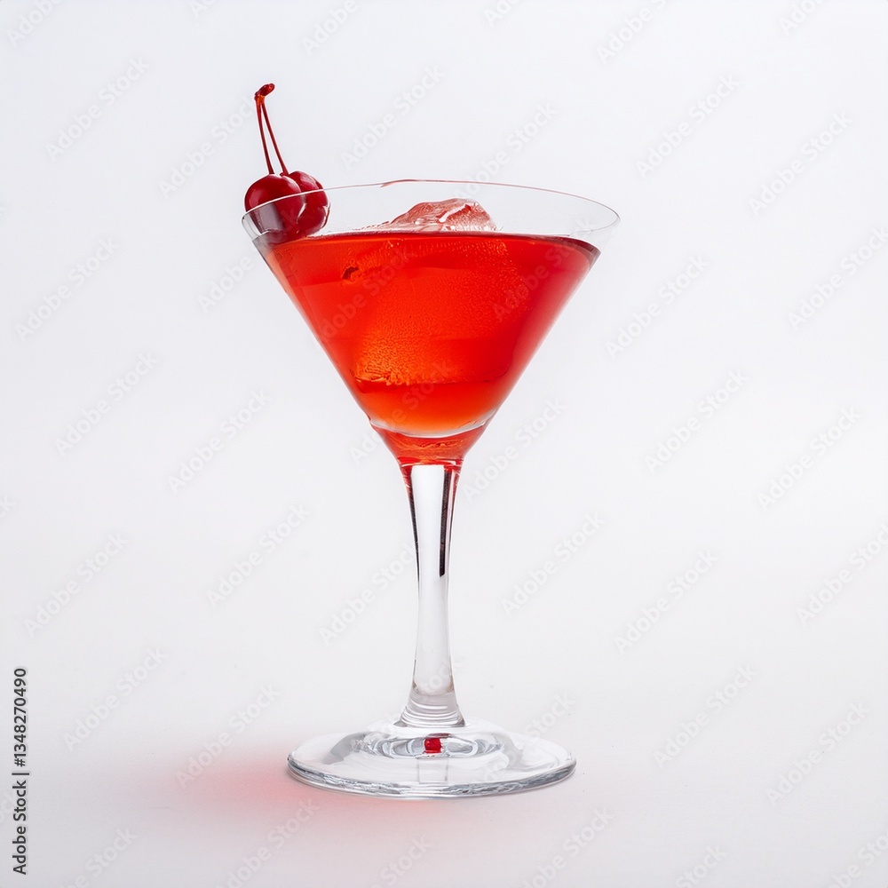 Refreshing Red Cocktail with Cherry Garnish Refreshing Red Cocktail with Cherry Garnish