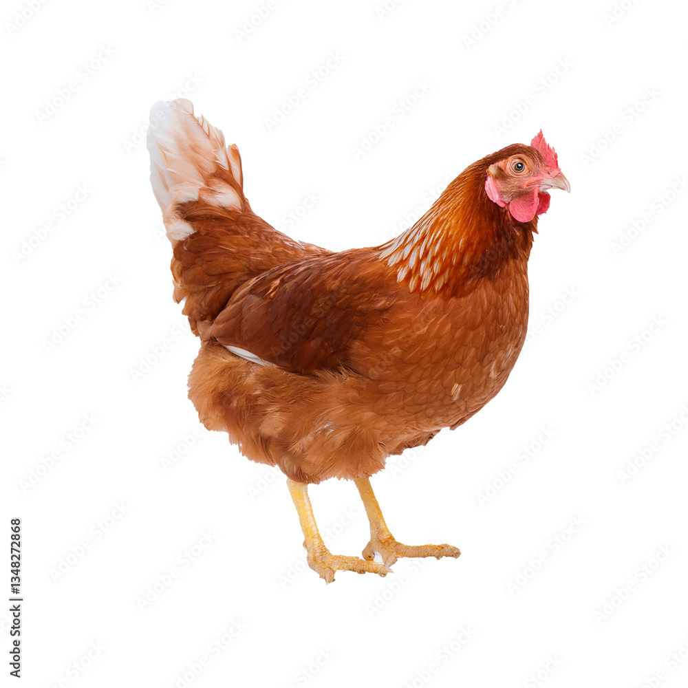Fototapeta premium Brown hen standing on a transparent background