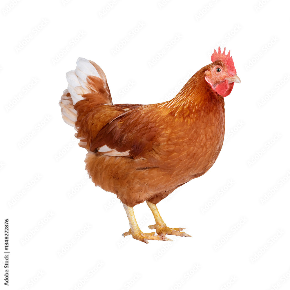 Fototapeta premium Brown hen standing on a transparent background