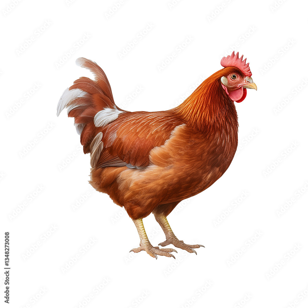 Fototapeta premium Brown hen standing on a transparent background