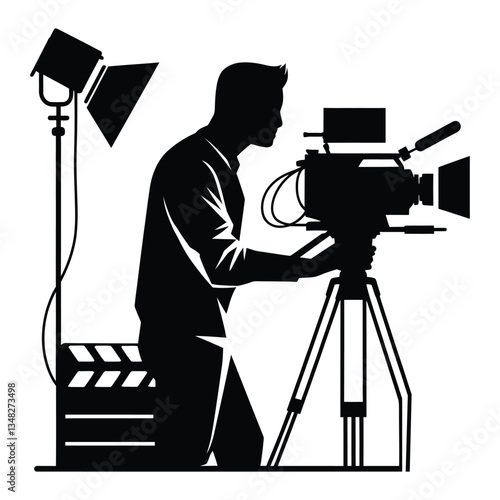 Film History Silhouette, Vector, Icon, Logo, White Background.