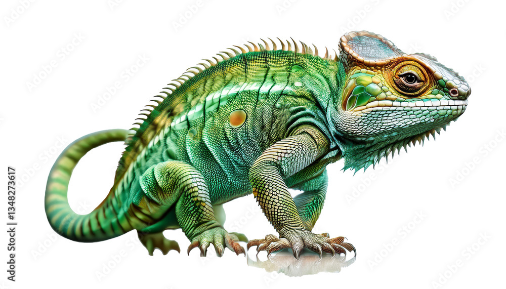 Fototapeta premium Colorful Green Lizard with Unique Patterns