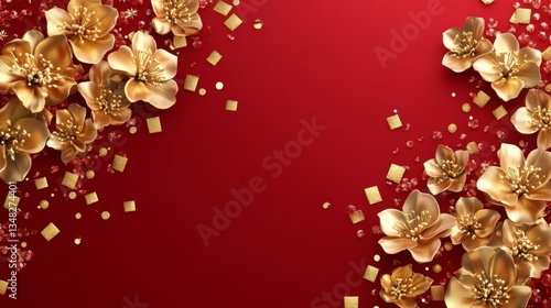 Golden Flowers and Confetti Celebrate Festive Occasion