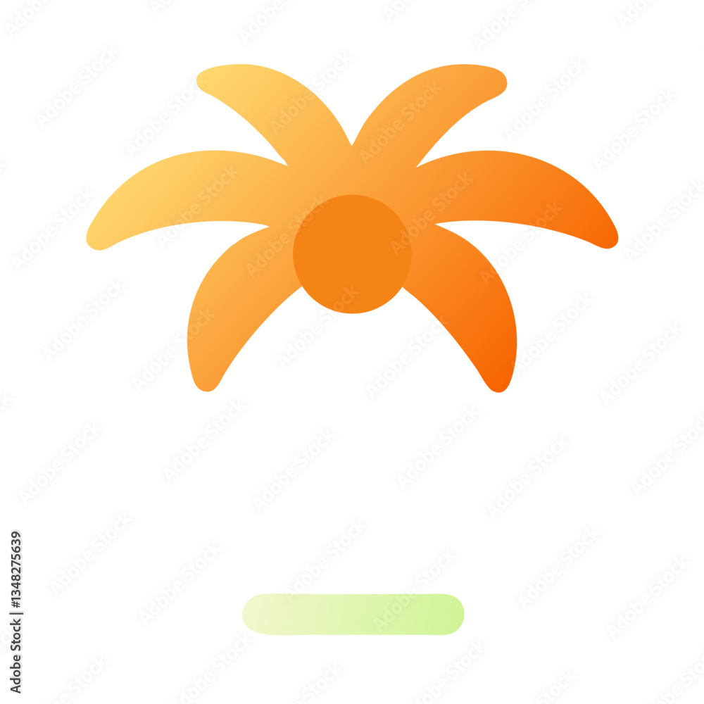 Icon of tropical palm tree illustration in orange shades, minimalistic design, copy space Icon of tropical palm tree illustration in orange shades, minimalistic design, copy space