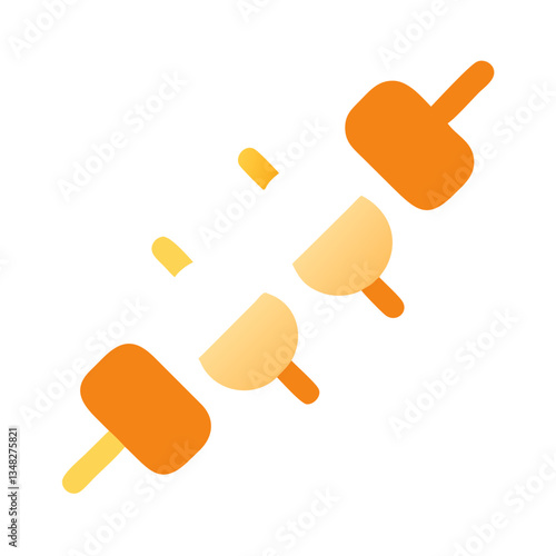 Icon of delicious orange kebab icon featuring grilled skewers, representing outdoor cooking and dining