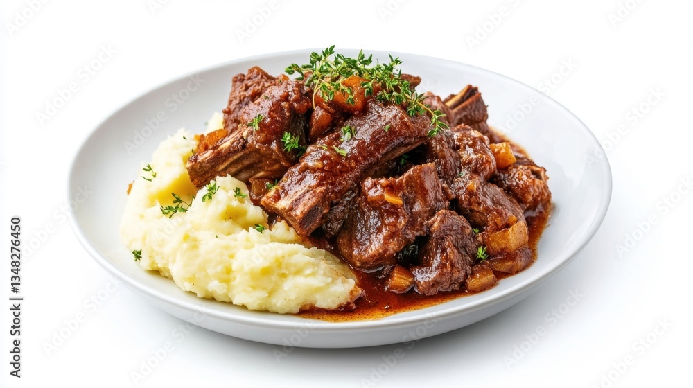 Braised Lamb Shanks Plate with Red Wine Sauce and Mashed Potatoes Braised Lamb Shanks Plate with Red Wine Sauce and Mashed Potatoes