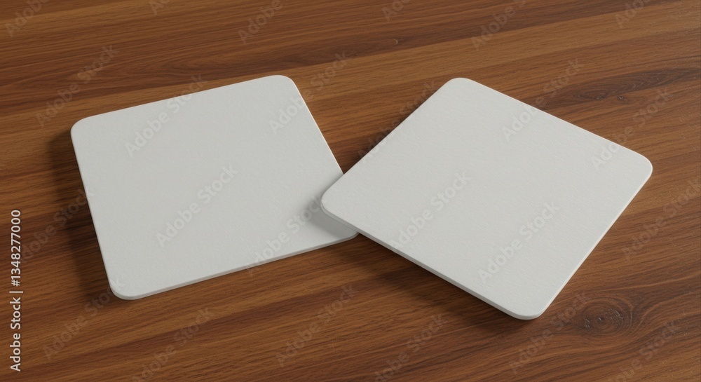 Blank coasters on a wooden surface. Blank coasters on a wooden surface.