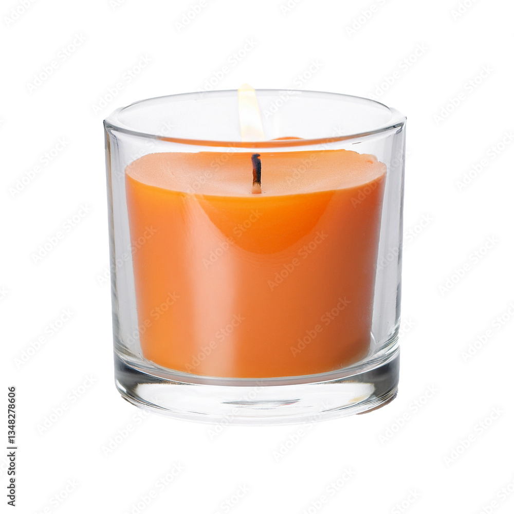 Orange Candle in Glass Holder with Flame Orange Candle in Glass Holder with Flame