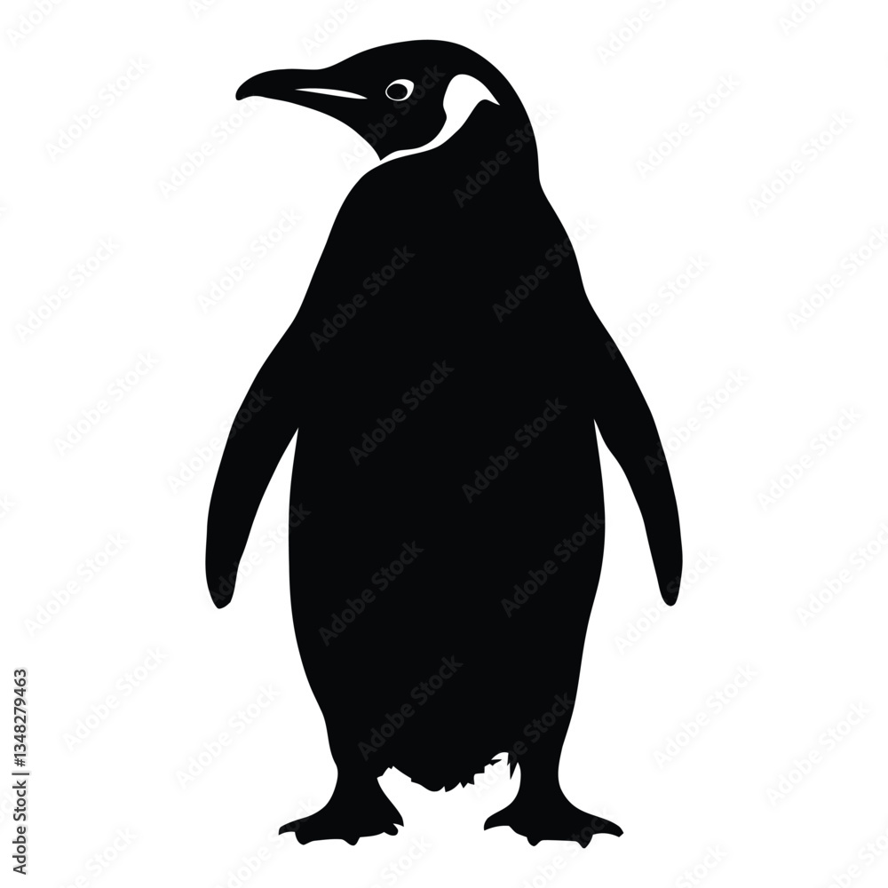 Fototapeta premium Penguin Silhouette, Vector, Icon, Logo, White Background.