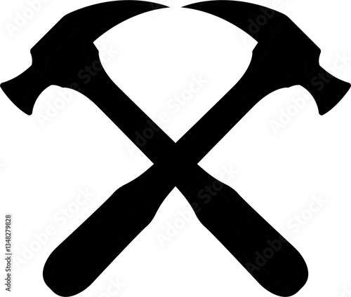 Fotografie hammers crossed icon on white