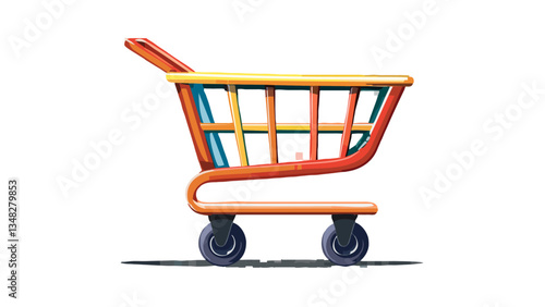 Flat-Style Shopping Cart Icon isolated on a transparent background