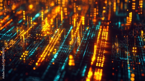 Wallpaper Mural A neon-infused glitch background with glowing yellow digital patterns, resembling a hacking screen Torontodigital.ca