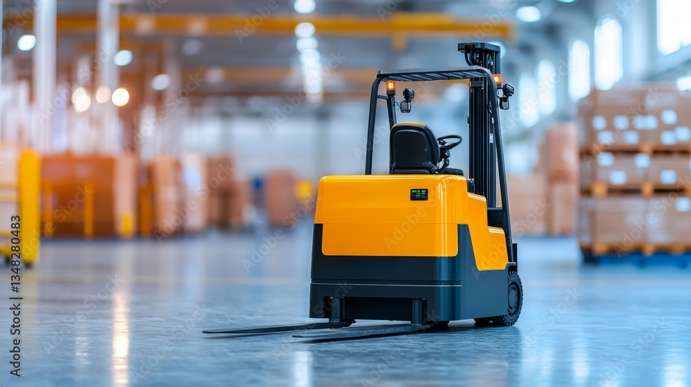 Efficient AGV Forklift in Action - Industrial Automation with Copy Space Efficient AGV Forklift in Action - Industrial Automation with Copy Space