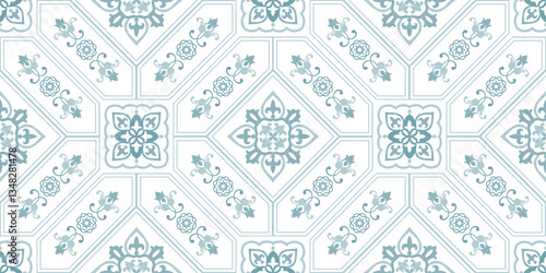 Vintage seamless damask pattern. Hand drawn floral background in turkish style. Wallpaper in Victorian style. Vector illustration