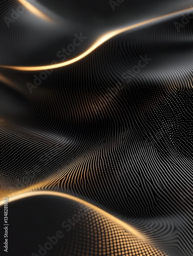 Wallpaper Mural Abstract Black Gold Wavy Background with Dotted Lines Pattern Torontodigital.ca