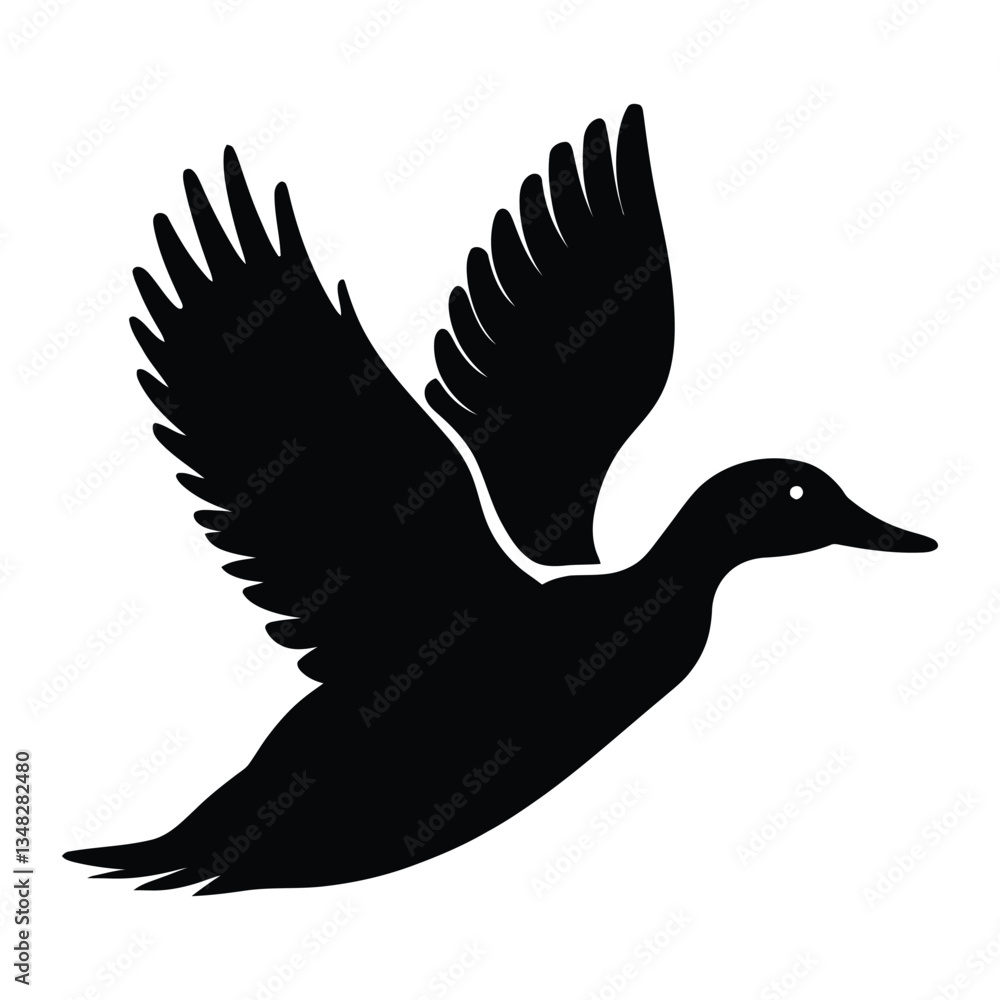 Obraz premium Duck Silhouette, Vector, Icon, Logo, White Background.