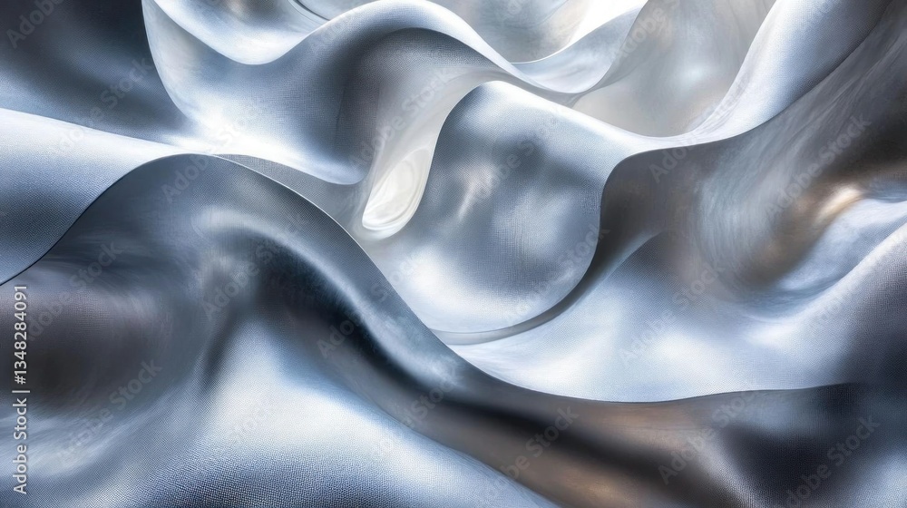 Obraz premium Abstract Silver Metal Waves Fluid Design Texture