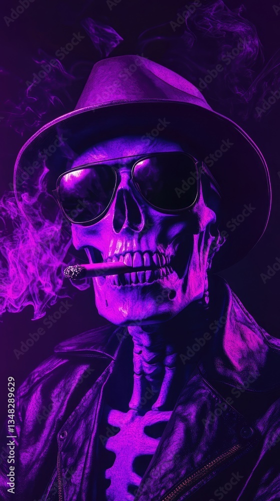 Purple Skull Smoking a Cigarette in a Fedora Purple Skull Smoking a Cigarette in a Fedora