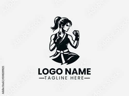Female Martial Arts Logo Design, Woman Martial Arts Logo, Martial Arts Girl Logo