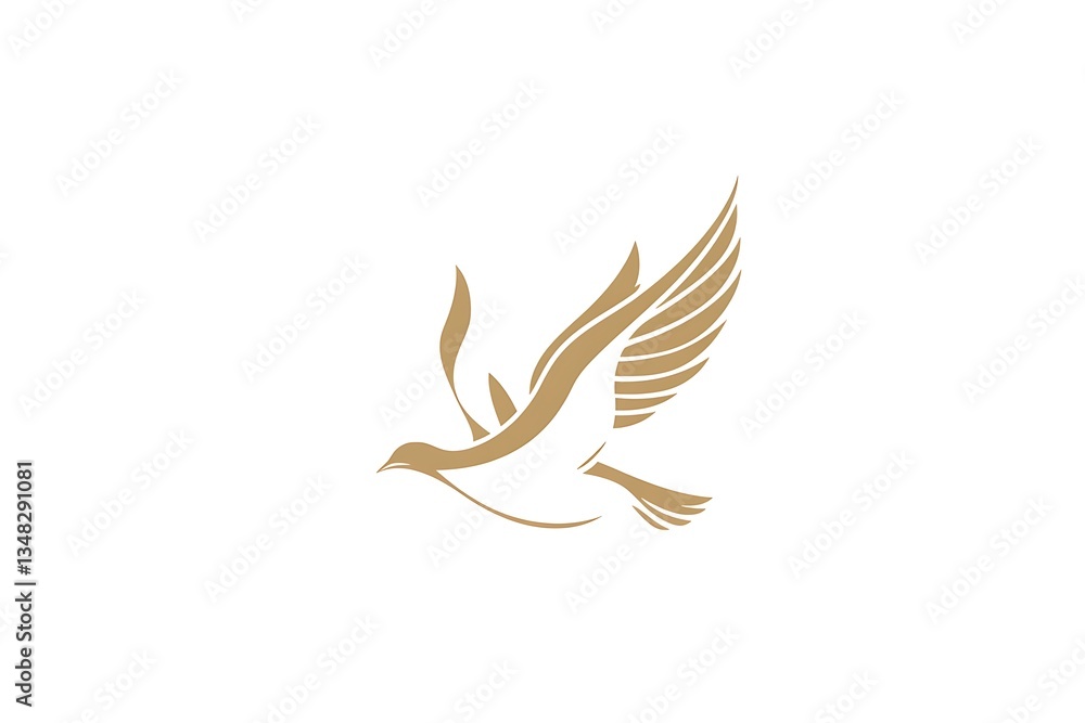 Fototapeta premium Elegant gold stylized flying dove graphic design