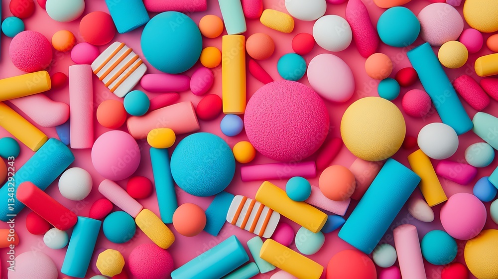 A vibrant array of colorful shapes and textures, featuring circles, bars, and spheres, creating a playful and dynamic visual experience. A vibrant array of colorful shapes and textures, featuring circles, bars, and spheres, creating a playful and dynamic visual experience.