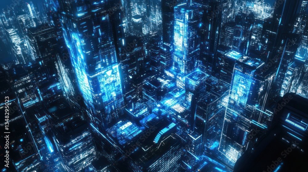 Futuristic city, night view, technological, aerial, cityscape, digital, glowing, vibrant, possible use stock photo Futuristic city, night view, technological, aerial, cityscape, digital, glowing, vibrant, possible use stock photo