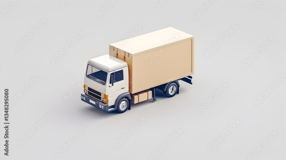 A white truck is parked on a grey surface A white truck is parked on a grey surface