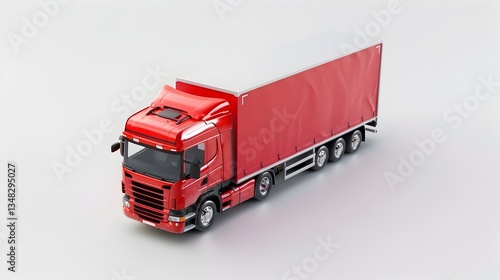 A red semi truck with a white roof