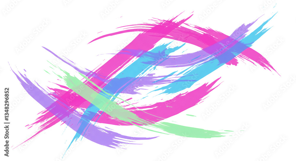 Obraz premium Abstract Colorful Brush Strokes Design on Transparent Background for Creative Projects