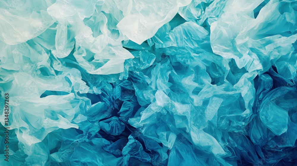 Fototapeta premium Abstract Blue Texture of Crumpled Plastic in Soft Light