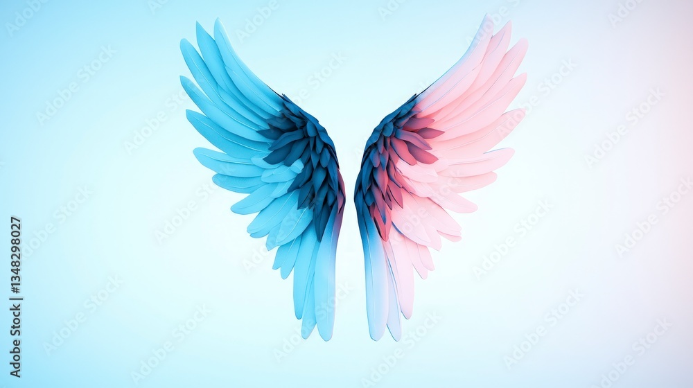 Fototapeta premium Celestial Wings Dreamlike Pastel Angel Wings Abstract Art 3D Render