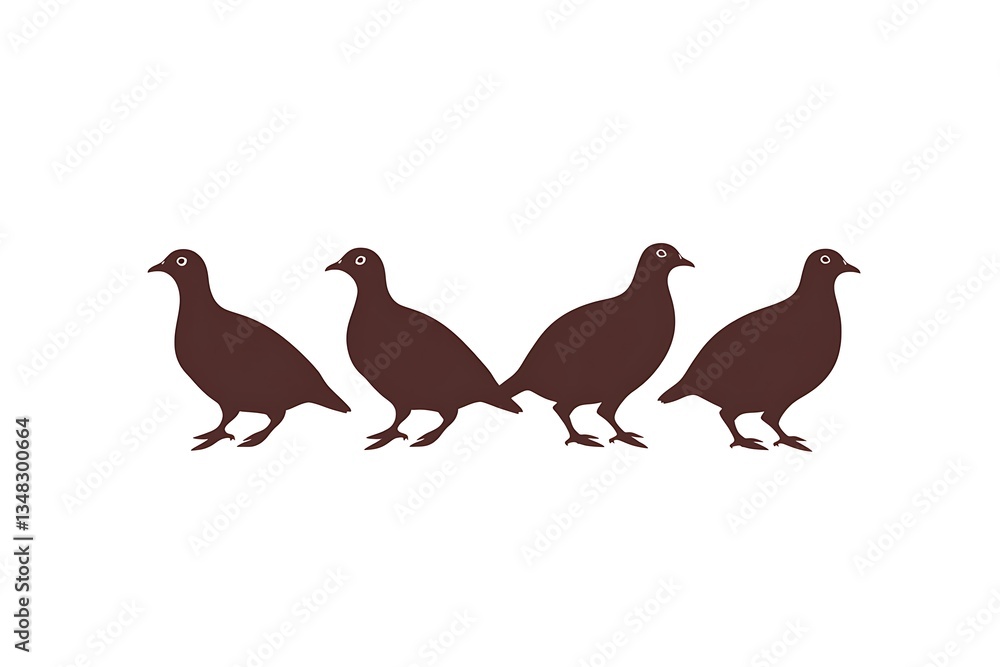 Fototapeta premium Four birds in a row, simple silhouette design, for background use