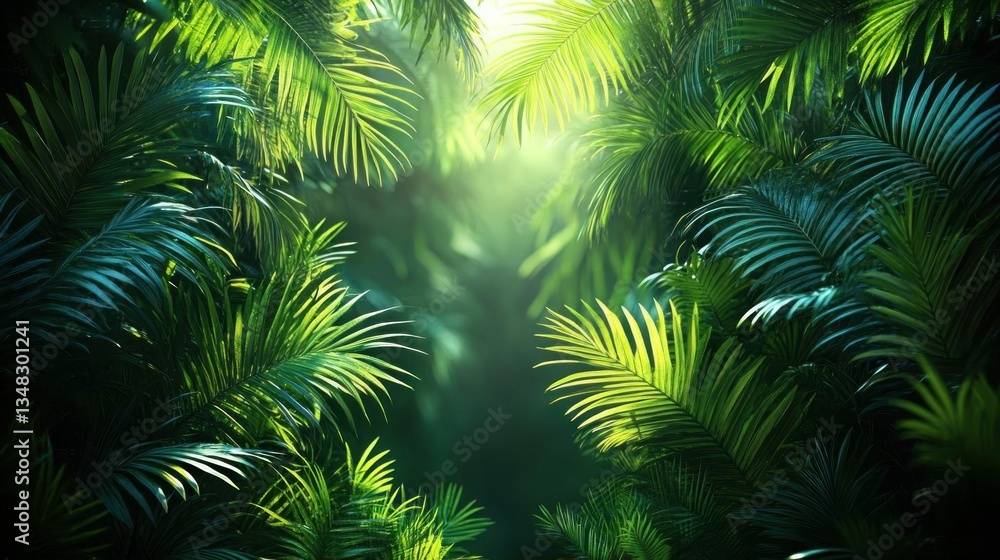 Fototapeta premium Lush Tropical Rainforest Jungle Foliage Scene