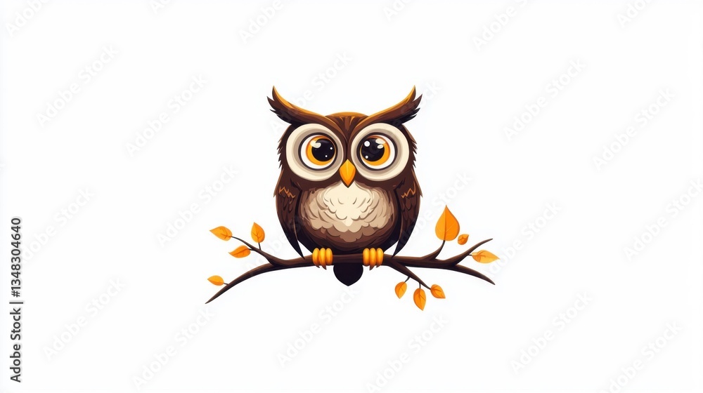 Fototapeta premium Curious owl perched on branch at night in low resolution format