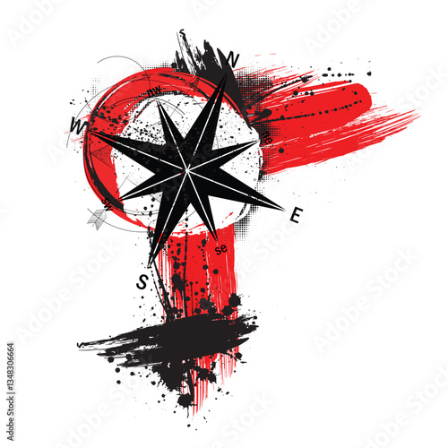 Trash polka windrose grunge design