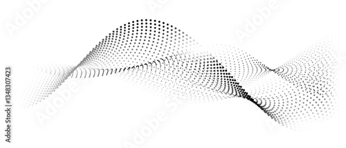 Flowing particles form waves, a gradient light pattern. modern technology background Vector illustration